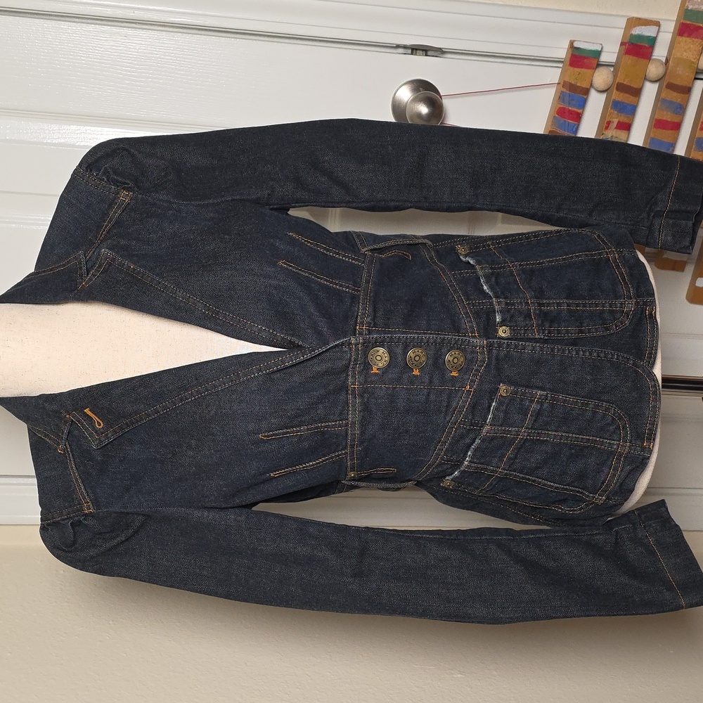Marc Jacobs Fitted Dark Blue Denim Jean Blazer Jacket